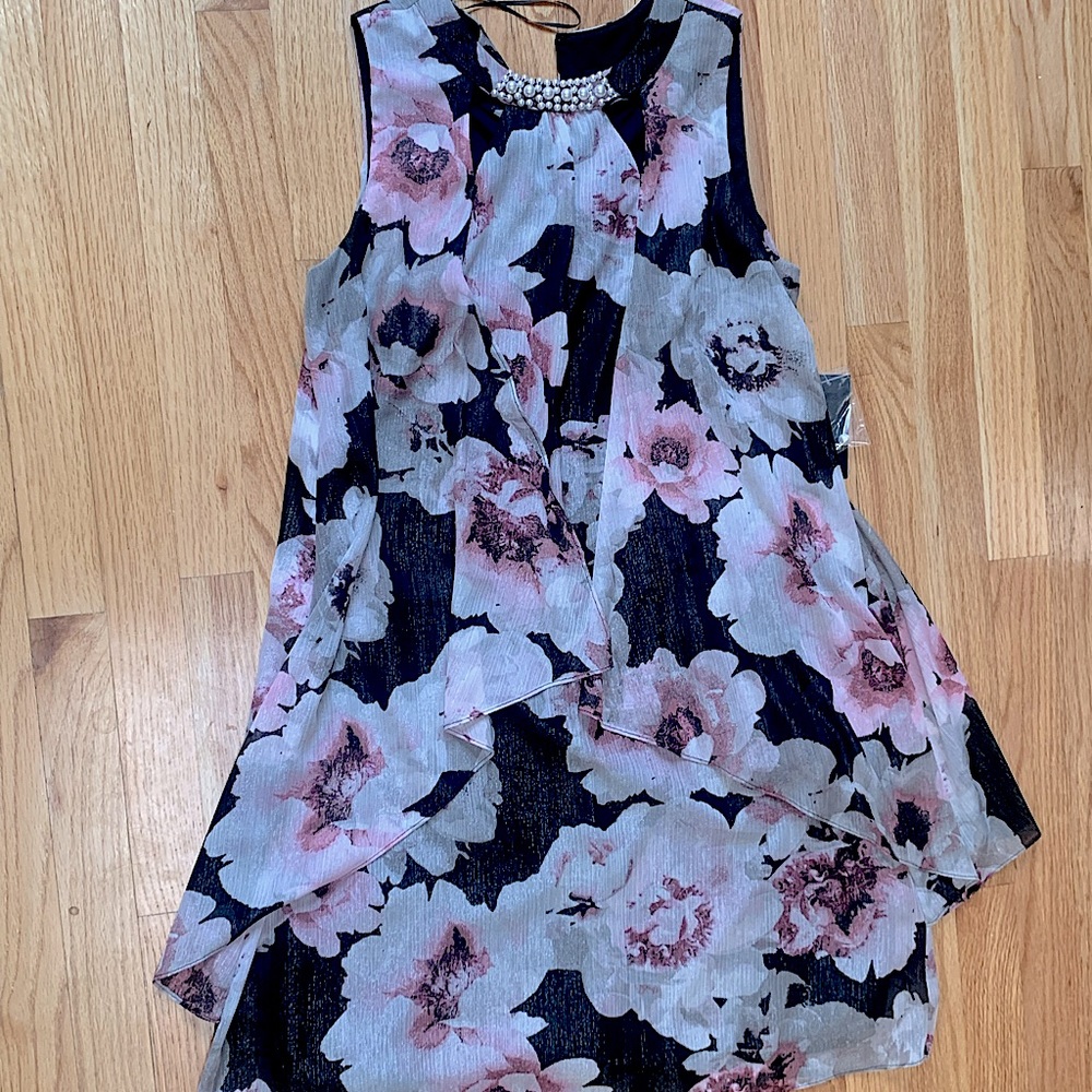 Floral Flowy Dress with Pearl Details